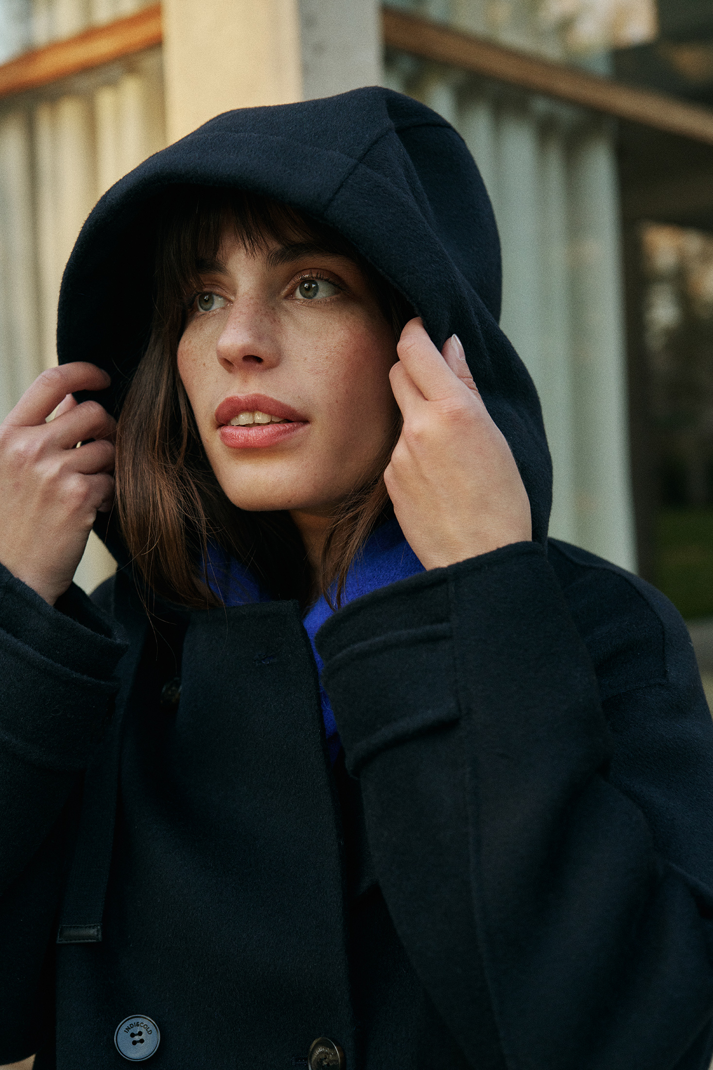 WOOL MAXI COAT WITH HOOD