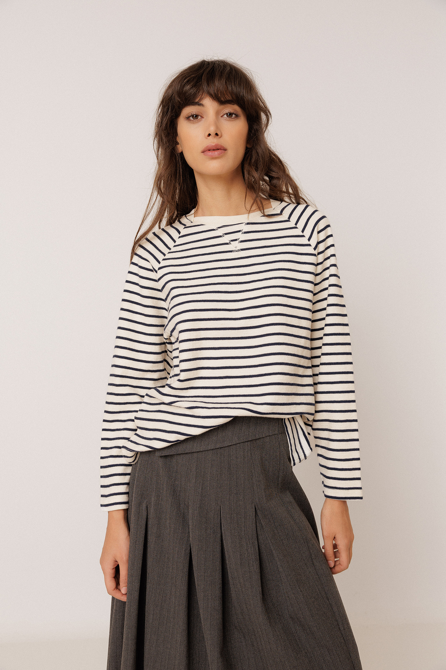 STRIPED TERRYCLOTH SWEATSHIRT