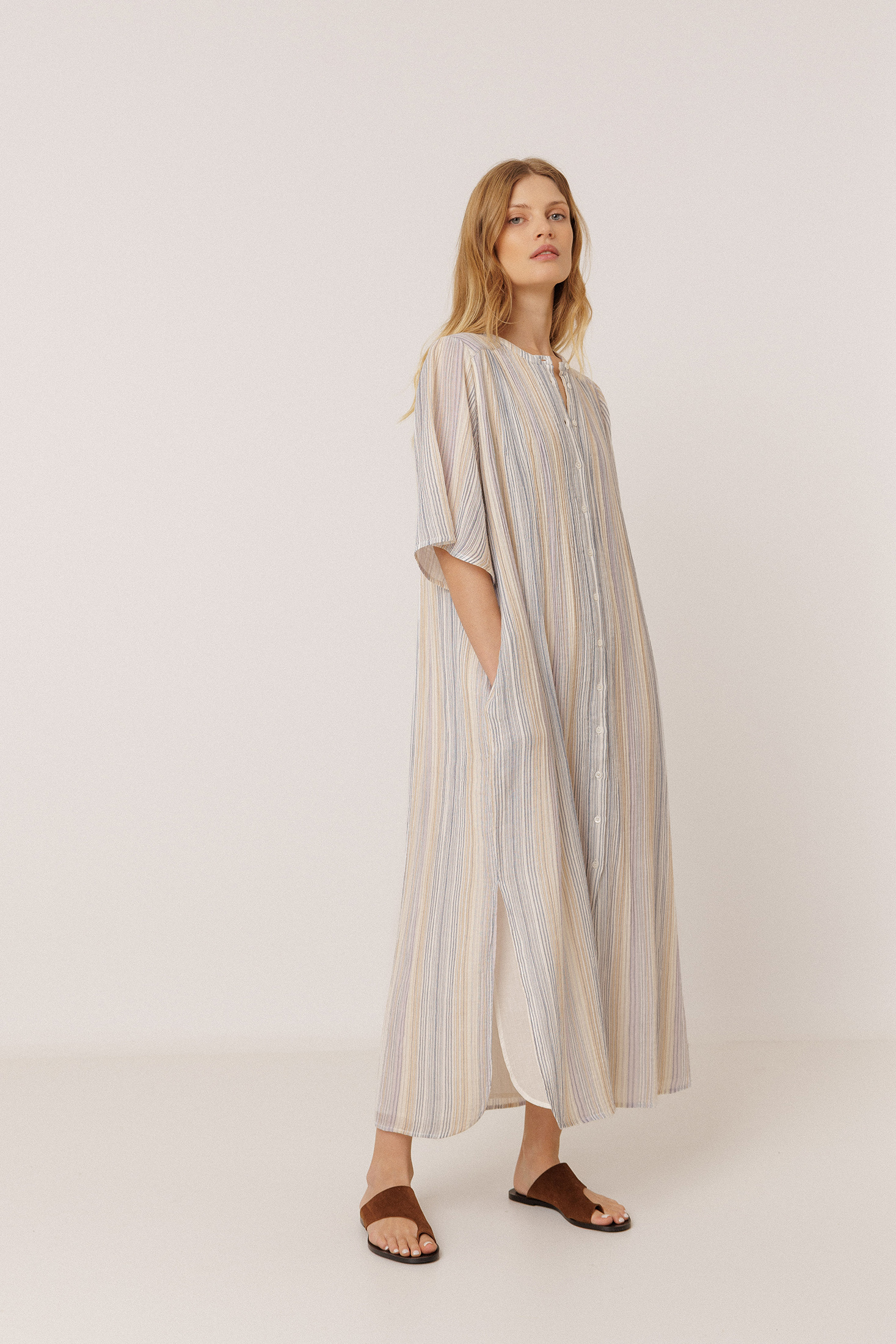 VESTIDO RAYAS DOBLE GASA