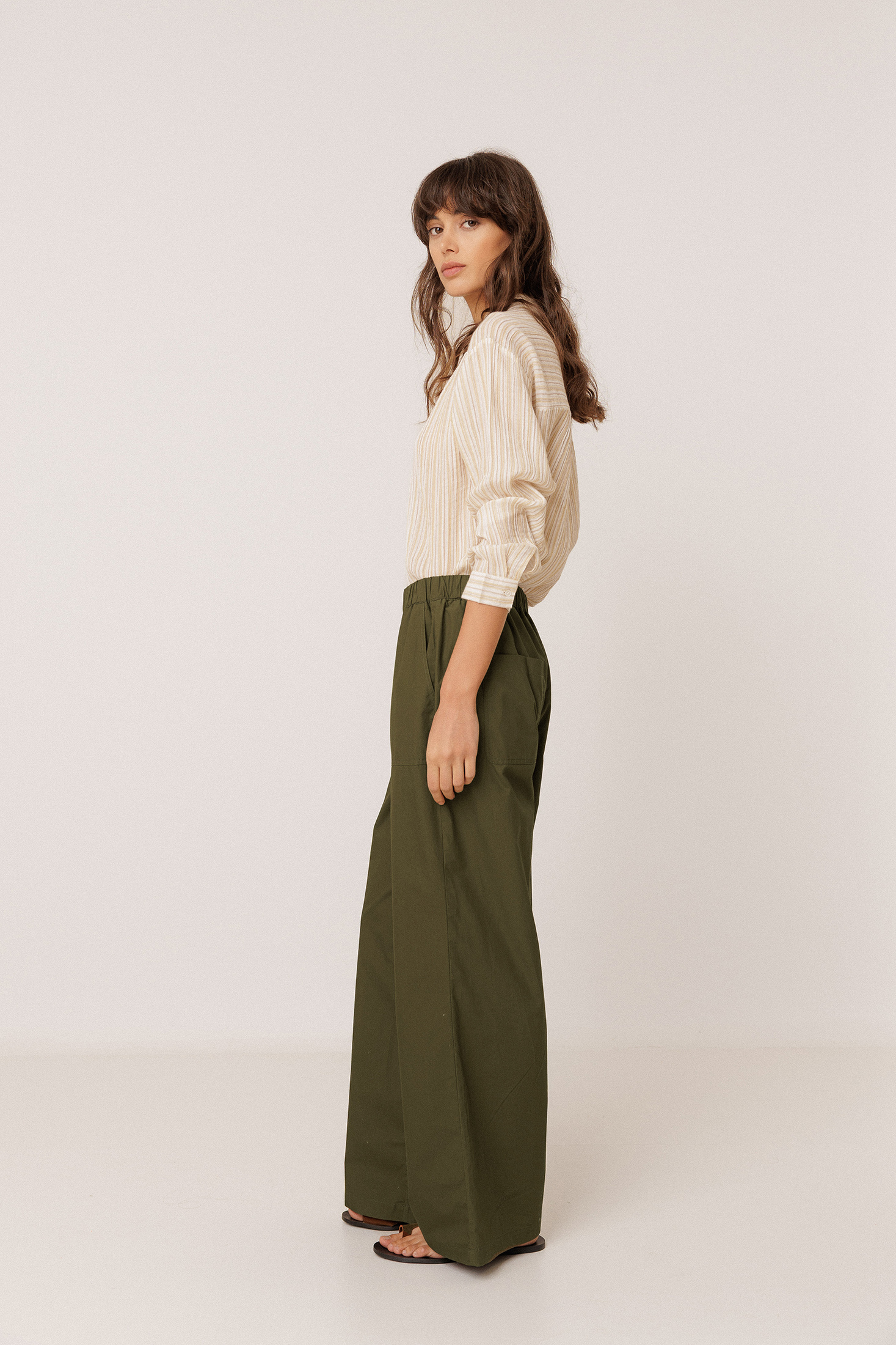 ELASTIC POPLIN PANTS